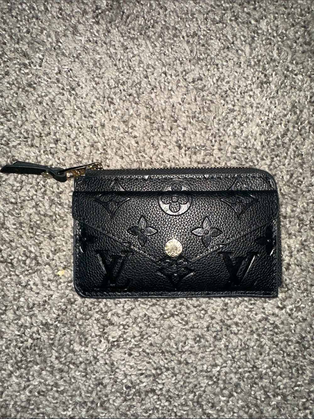 Louis Vuitton Black Embossed Monogram Card Holder Wallet